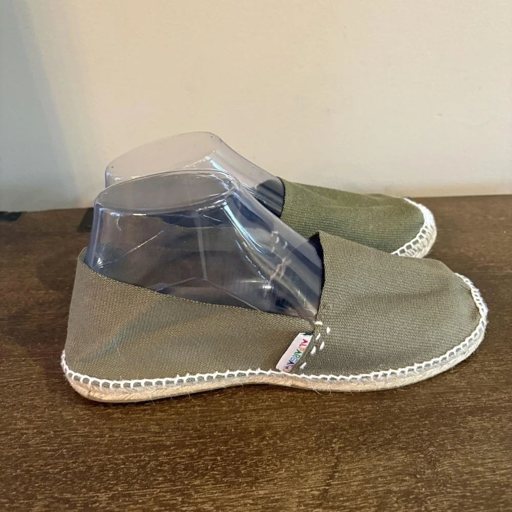 Alpargatus Shoes Womens Size 7.5 Green Canvas Espadrille Slip On Flats Summer‎